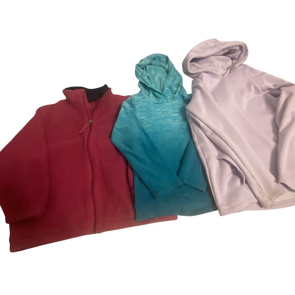 Girl Jackets M8-10 Long Sleeve Fleece Flannel Zip Up Pullover Lot3 Spring Winter
